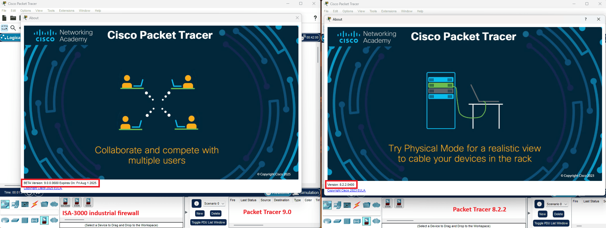 Packet Tracer 8.2.2 & Packet Tracer 9.0 coexistence